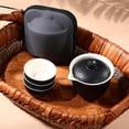 thumbnail image 2 of Porcelain Chinese Gongfu Tea Sets for Adults Portable Kungfu Teapot and Cup Set Small Ceramic Tea Party Set Travel Teaset with Lid for Home Gifting Outdoor and Office (Black), 2 of 16
