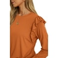 thumbnail image 5 of JWD Long Sleeve Shirts for Women Knit Tops Casual Crewneck Ruffle Tops Loose Fit Caramel-Large, 5 of 7