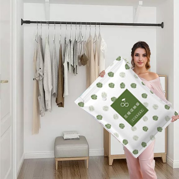 Large Vacuum Storage Bags for Comforters Thickened Plastic Space Saver Dust Moisture Proof Closet Organizer No Pump Needed(Green,24"×35")