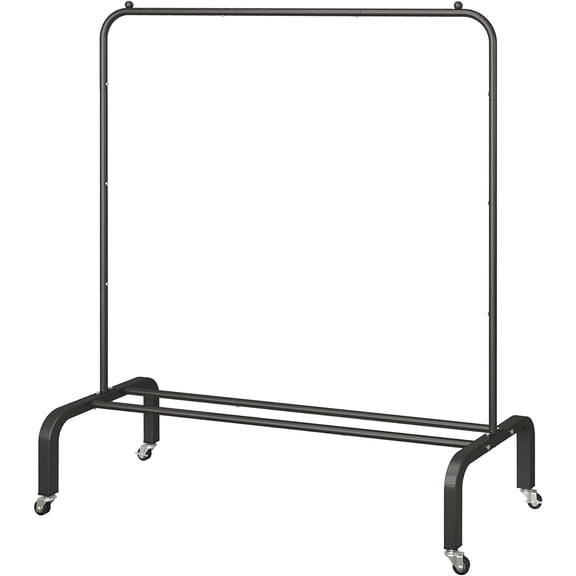 Metal Clothing Rack with Wheels, 43.3 Inches Rolling Clothes Garment Coat Rack with Bottom Shelf, Clothing Rack for Hanging Clothes, Coats, Skirts, Shirts, Sweaters, Black