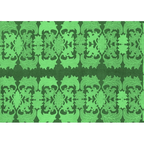 Ahgly Company Indoor Rectangle Abstract Emerald Green Modern Area Rugs, 5' x 8'