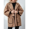 thumbnail image 4 of Women’s Loose Coat Turn Down Collar Open Front Cardigan Coat with Contrast Edge Scarf 2 Piece Set for Winter, 4 of 10