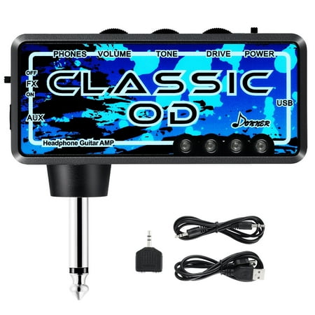 Donner Guitar Headphone AMP Classic OD Pocket FX Verb Rechargeable Mini Practice