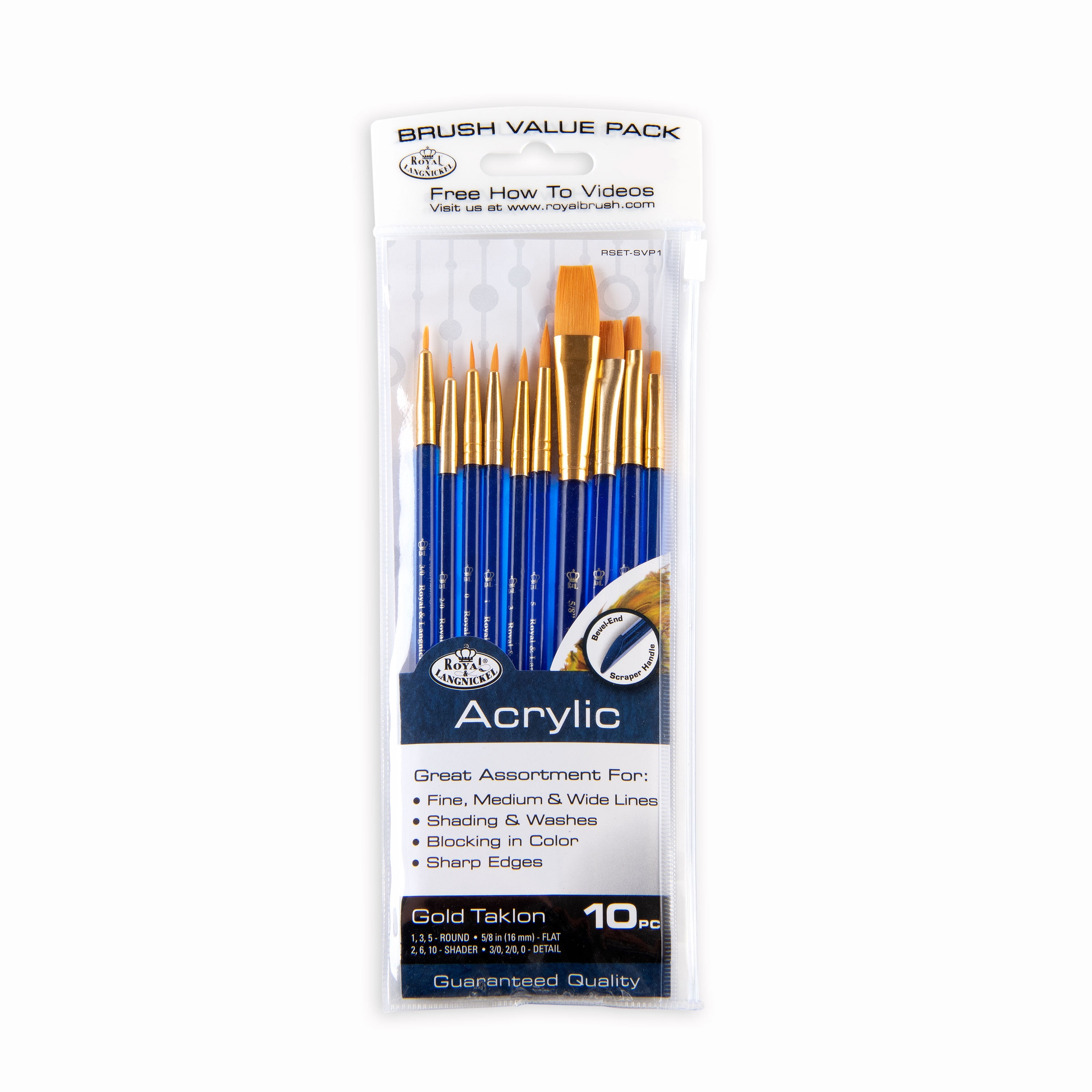 Mop ROYAL BRUSH Langnickel Gold Taklon Brush Set Value Pack