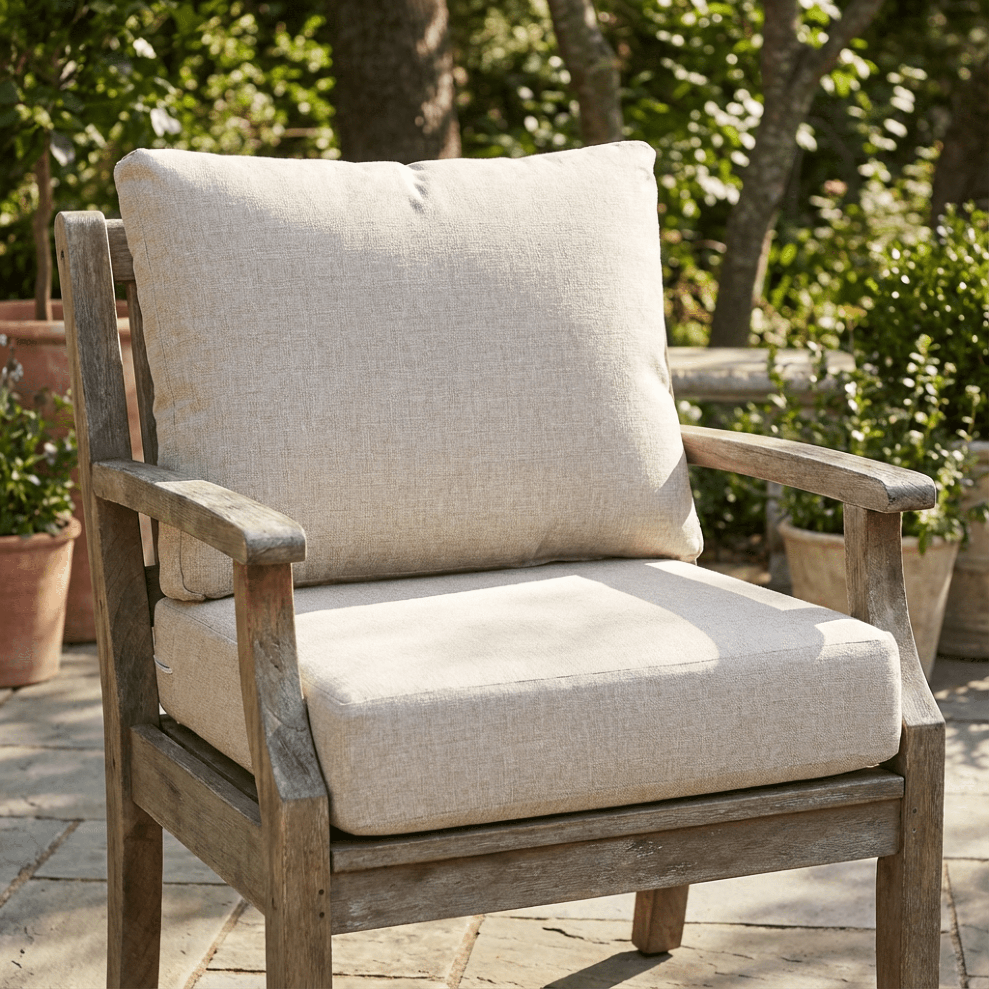 Jopath Outdoor Beige Club Chair Cushion Set with Seat Cushion and Back Cushion, Compatible with Most Club Chair for Patio Balcony Garden(Without Club Chair)