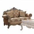 thumbnail image 1 of Ornate Vintage Look Velvet and Oak Loveseat, 1 of 1