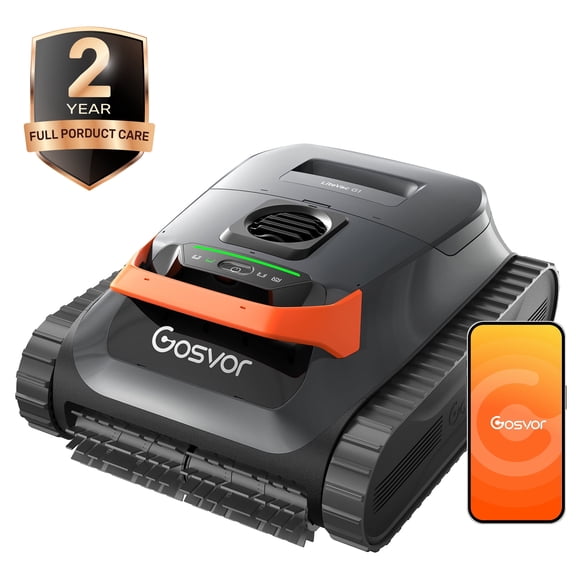 Gosvor E1-G Robotic Pool Cleaner, Pool Vacuum for Inground & Above Ground Pools up to 2,150 Sq.ft, 200-Min Runtime, Floor/Wall/Waterline Cleaning