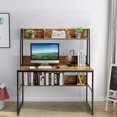 thumbnail image 3 of Costway 47'' Computer Desk w/ 3 Storage Cubes & Open Bookcase Home Office Rustic Brown, 3 of 9