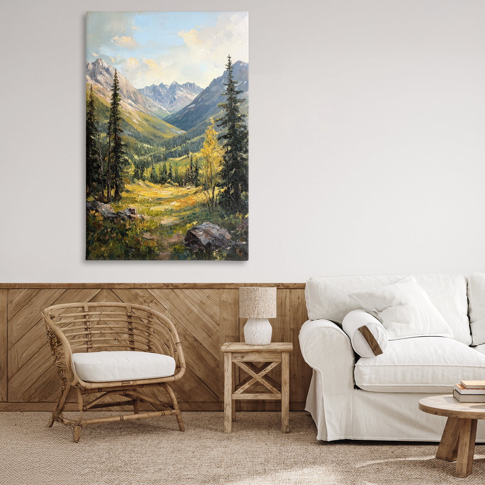 Stupell Industries Mountain Refuge in Golden Valley Canvas Wall Art, design by Petal Prints Design
