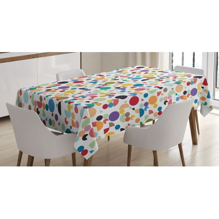 

Geometric Tablecloth Colorful Retro Oval Shapes Half and Full Circles Vintage Old School Illustration Rectangular Table Cover for Dining Room Kitchen 60 X 90 Inches Multicolor by Ambesonne