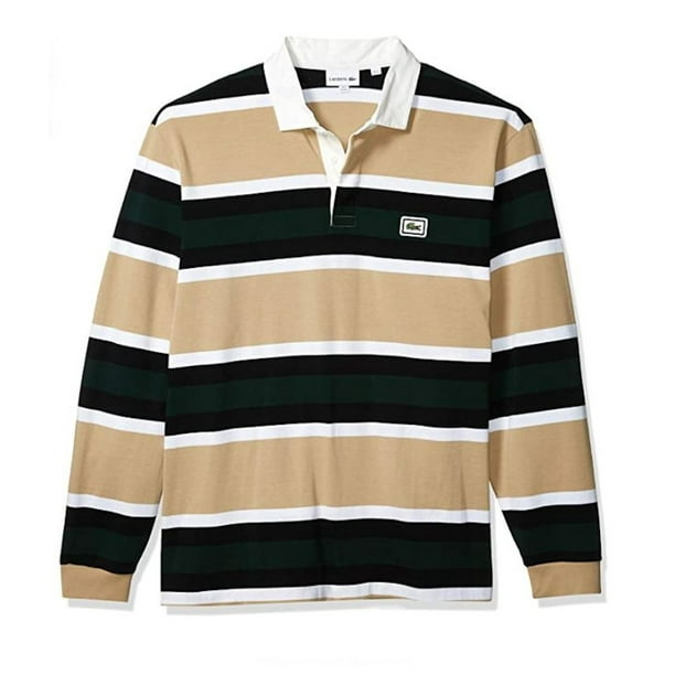 Lacoste Men's Long Sleeve Heavy Jersey Bold Stripe Rugby Polo Shirt, Walmart.com