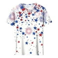 thumbnail image 4 of Cavosen American Flag Tops for Women Petite Patriotic Short Sleeve Round Neck Shirts USA Star Striped Print Shirts Lady XL Independence Day Casual Tops 4th of July Tunic Tees 2025 Patriotic Blouses, 4 of 5