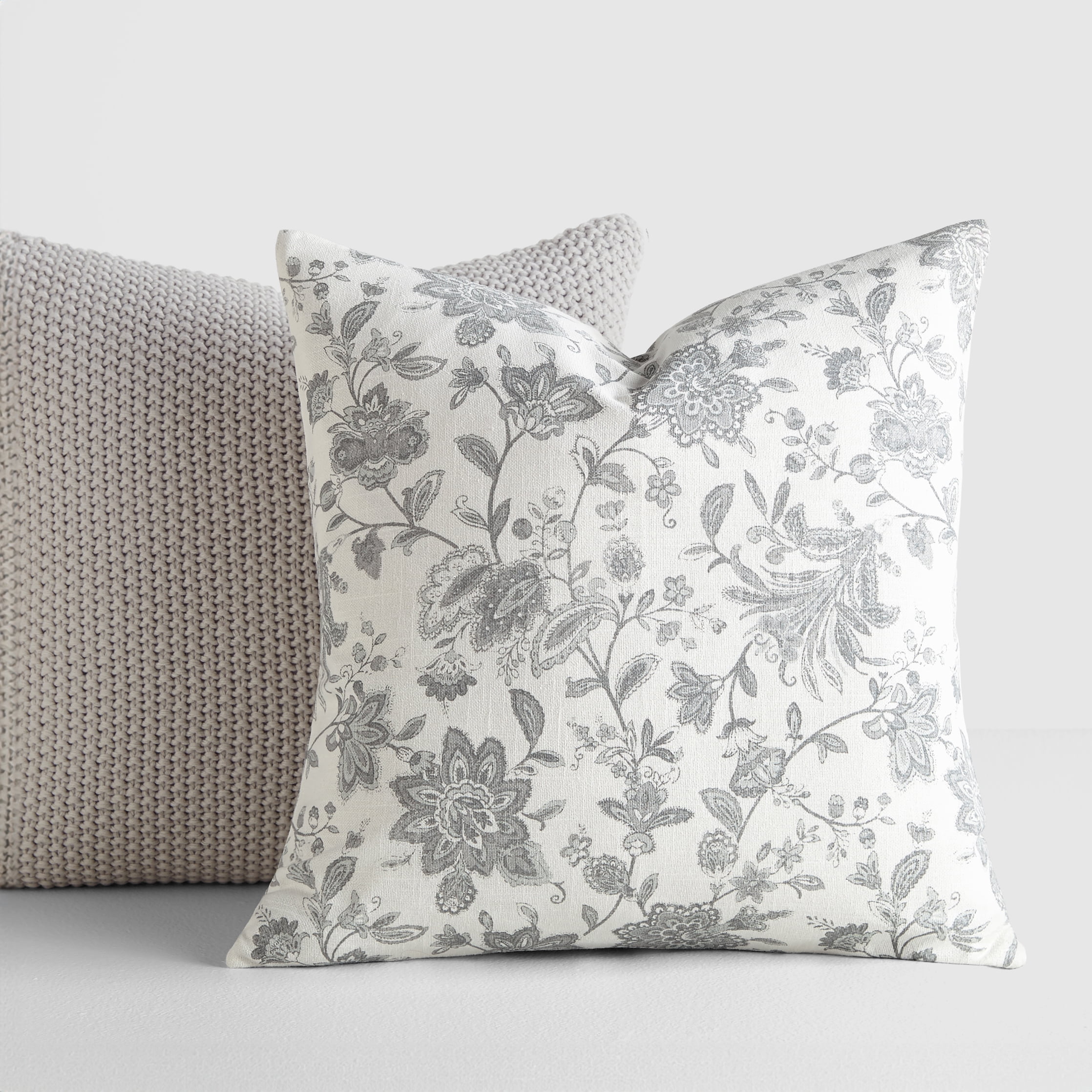 Noble Linens 2-Pack Seed Stitch Knit and Cotton Patterned Decor Throw Pillows - Light Gray
