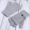 thumbnail image 2 of Guantes convertibles de punto de lana cálidos de invierno para mujer, sin dedos, con funda para manoplas, 2 of 6