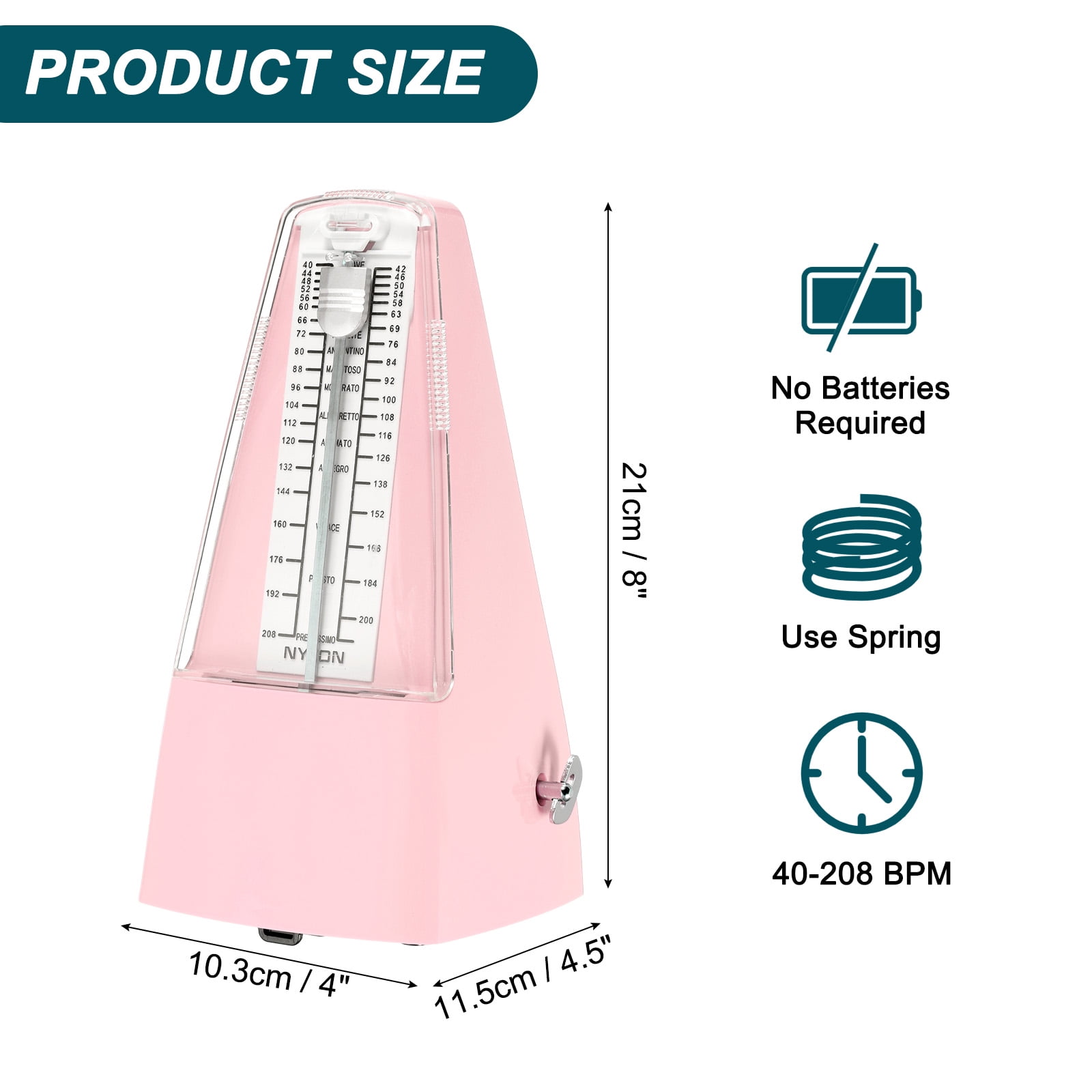 Uxcell Mechanical Metronome, High Accuracy Timer for Piano Guitar Violin Ukulele,Pink