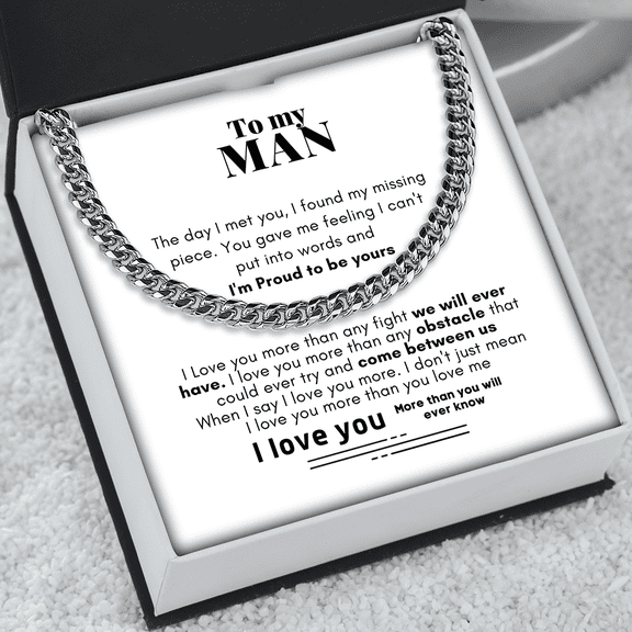 To My Man Cuban Link Chain Necklace - Gift for Man, Husband, Boyfriend, Necklace for Man