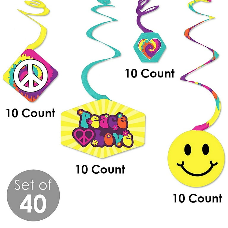 Sixties Symbols Die Cuts * Colorful Cardstock * 8 Sets * Peace Sign Smiley  Face
