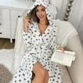 thumbnail image 6 of Arlun Womens Flannel Bow Heart Print Bathrobes Gift for Valentine's Day Over the Knee Length Soft Fuzzy Loungewear Robe Cute Lightweight Wrap Sleepwear with Belt and Pockets 3-Black M, 6 of 6