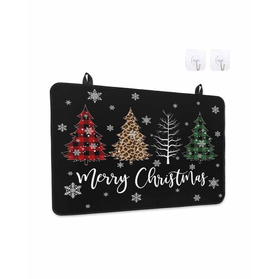 Stove Top Covers for Electric Stove 24x21In, Christmas Tree, Heat Insulation Fireproof Glass Cooktop Protector, Rustic Buffalo Snowflake Red Green Black Countertop Stovetop Cover for Kitchen