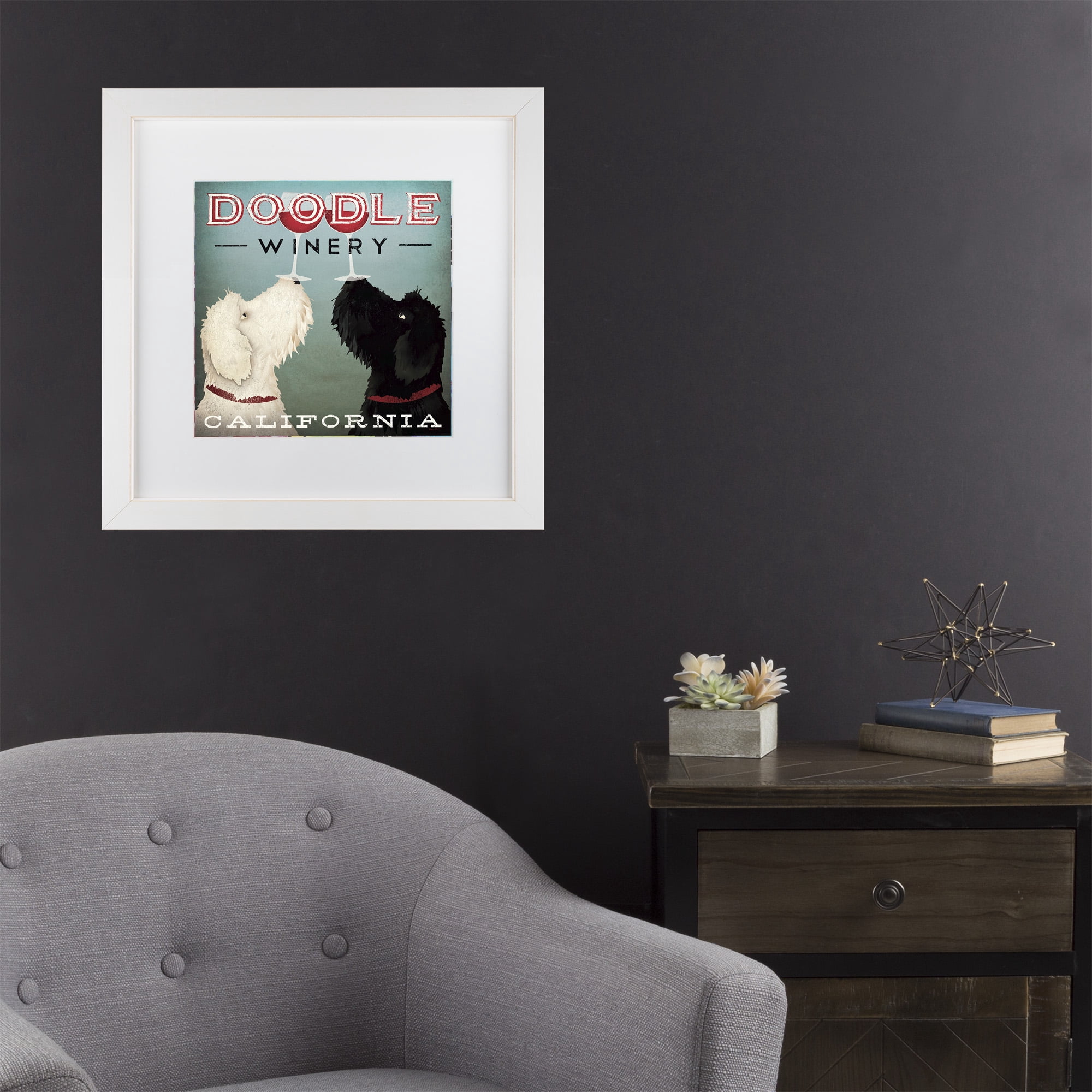 Trademark Fine Art 'Doodle Wine' Matted Framed Art by Ryan Fowler