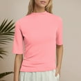 thumbnail image 2 of Women's Casual Solid Color Half Turtleneck Short Sleeve T-Shirt Top Comfortable Basic Tee for Everyday Wear, 2 of 2
