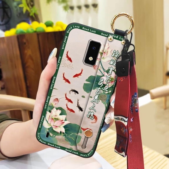 LYM-Phone Case For BLU View4, Waterproof Back Cover Wrist Strap Wristband Durable Chinese style Silicone Dirt-resistant Shockproof Lanyard Anti-knock For Mom Soft case Fashion Anti-dust