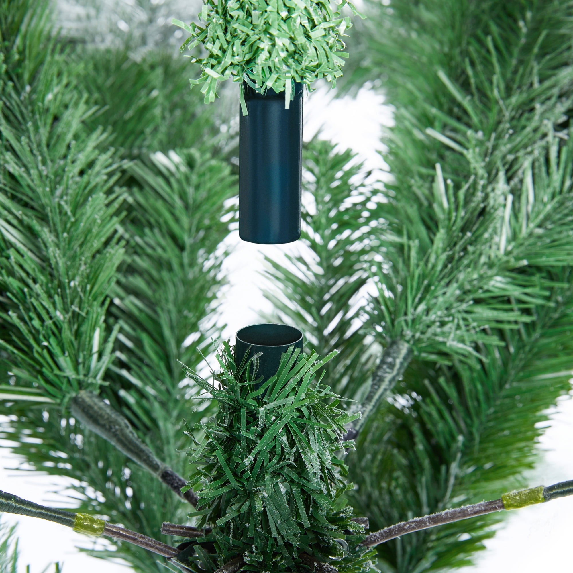 Alden Design 7.5FT Flocked Christmas Tree Snow-Dusted Artificial Holiday Tree, Green