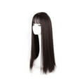 thumbnail image 2 of Xihbxyly Peluca Negra, Diseño Realista de Cabello Largo, Flequillo Suave, Textura Natural, Ajuste Ajustable, Fácil Mantenimiento, Uso Diario, Estilo Fiesta, Accesorio de Moda para Mujer., 2 of 2