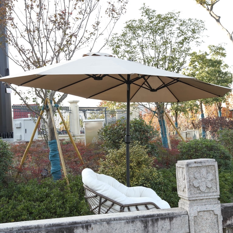 large patio umbrellas on a stand Ultra Umbrella The solar Leumius Large Patio Umbrella,Outdoor Double-Sided