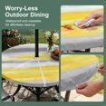 thumbnail image 3 of Round Outdoor Tablecloth with Umbrella Hole and Zipper, Yellow Grey Fitted Table Cover with Elastic Edge for 31-35 Inch, Abstract Art Oil Painting Stripes Aesthetic Waterproof Patio Tablecoths, 3 of 9