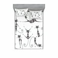 thumbnail image 2 of Ambesonne Animal Fitted Sheet & Pillow Sham Set, Funny Skinny Striped Cat, Twinxl, Dimgray, 2 of 3