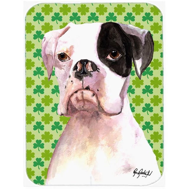 Carolines Treasures RDR3005LCB Cooper St Patricks Day Boxer Glass Cutting Board - Large