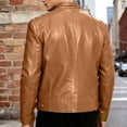 thumbnail image 5 of PBFRDSJ Men's Stand Collar Faux Leather Jacket Classic Biker Style Motorcycle Coat Casual Lightweight Zip Up Slim Punk Biker Outwear, 5 of 9