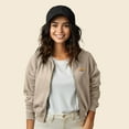 thumbnail image 3 of Dalix Rainbow Embroidered Fleece Cropped Zip Hoodie Cold Fall Winter Womens in Tan S Small, 3 of 5