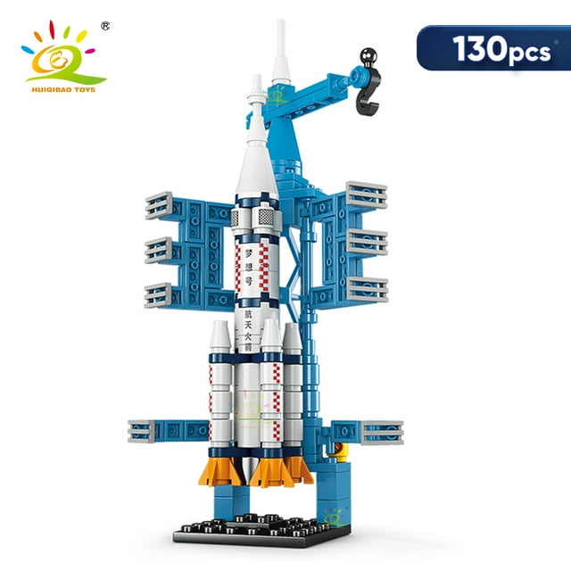 HUIQIBAO Mini Fusée d'Aviation Pilotée Modèle Blocs de Construction Espace Station Aérospatiale Briques Ville Jouets de Construction pour Enfants, NO.59 Sans Boîte