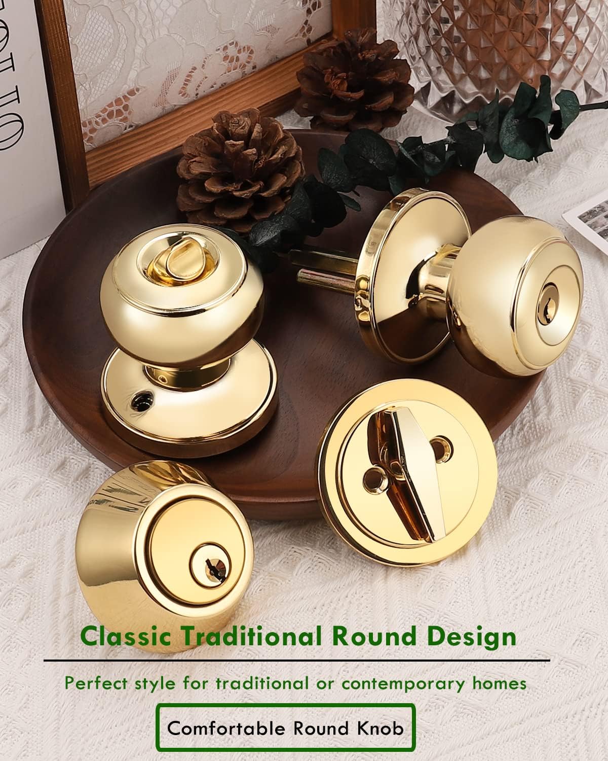 Stainless Steel Entry Door Knob Combo Lock Set With Deadbolt - Includes 6 Keys, Adjustable Backset, Easy To Install
