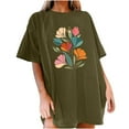 thumbnail image 4 of Njoeus Blouses for Women Dressy Casual Custom T Shirts Womens Casual Oversized T-Shirt Trendy Cute Floral Tops Summer Workout Shirts Loose Funny Flowers Graphic Tees for Women Teen Girls White Blouse, 4 of 5