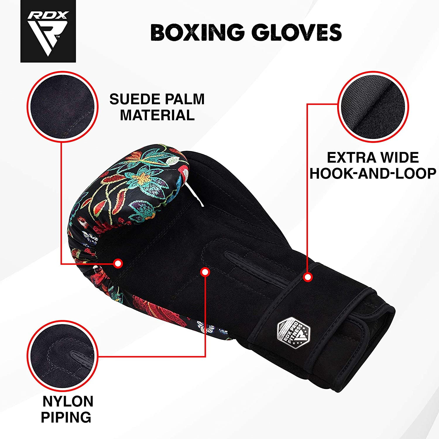 RDX Women Boxing Gloves for Training, Muay Thai â€“ Flora Skin Ladies Mitts for Sparring, Fighting, Kickboxing - Good for Punch Bag, Focus Pads and Double End Ball Punching