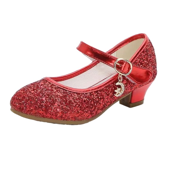 Paokuoon Little Girls Bowknot Dress Shoes Sequins Princess Heels Shoes Party Wedding Flower Girls Flats Shoes for Kids Toddler