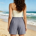 thumbnail image 6 of Women's Elastic Waist Drawstring Casual Straight Leg Shorts, Loose Summer Beach Shorts L, 6 of 7