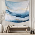 thumbnail image 5 of Blue Yellow Large Tapestry for Bedroom Wall Hanging Tapestry, Modern Ombre Abstract Oil Painting Ceiling Backdrop Tapestries Poster Blanket Wall Decor for Teens Room Living Room Dorm 86" x 104", 5 of 8