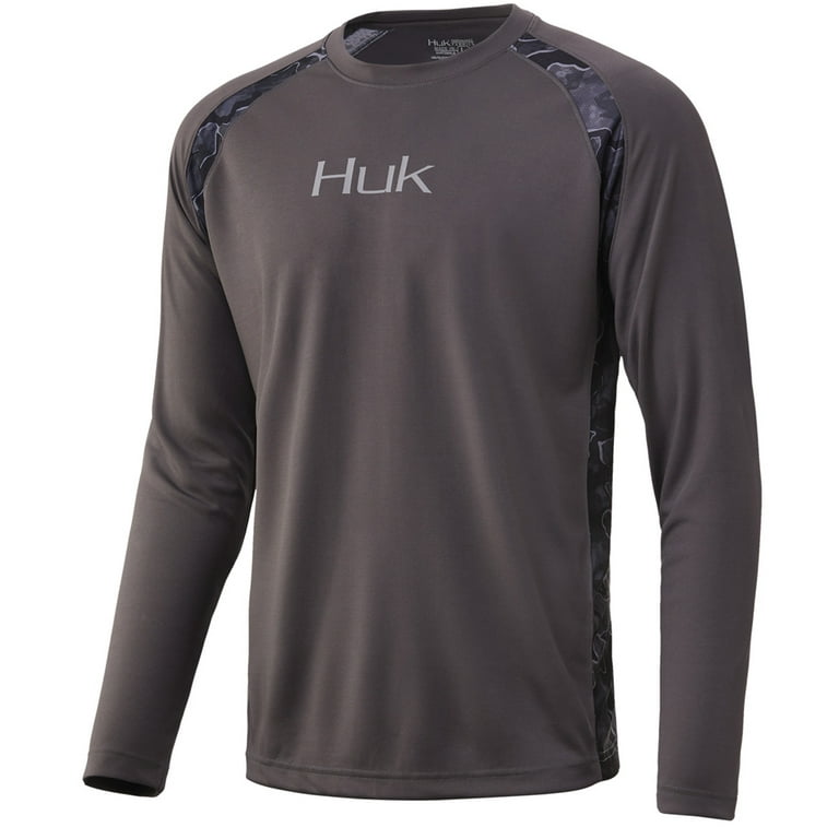 Huk Men's Strike Solid Iron Large Long Sleeve Fishing Shirt 