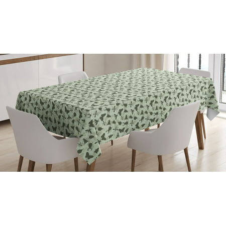 

Animal Tablecloth Little Bugs Beetles Ants Dark Silhouettes on Pale Abstract Backdrop Rectangular Table Cover for Dining Room Kitchen 60 X 90 Inches Pale Sage Green Army Green by Ambesonne