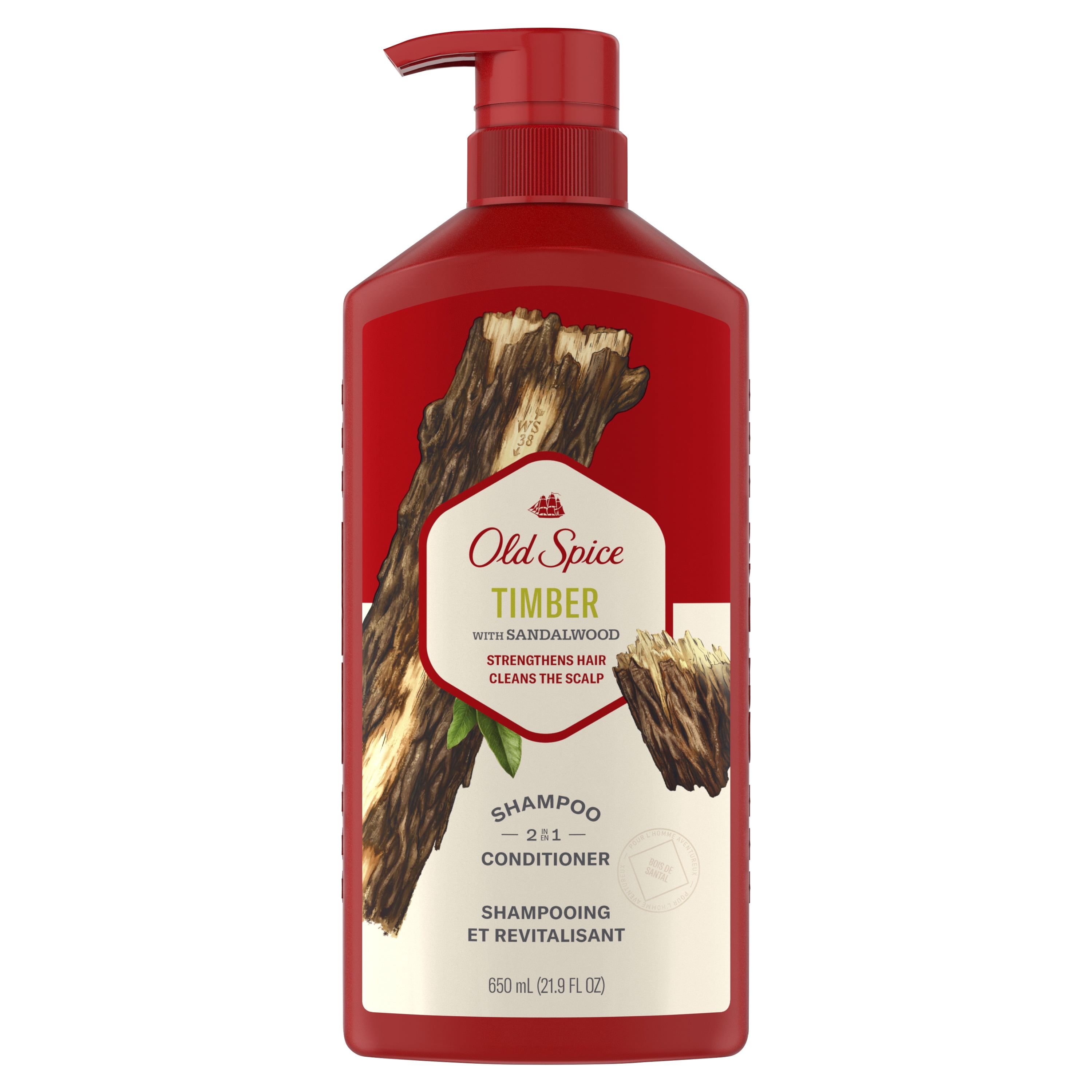 Old Spice Mens 2 in 1 Shampoo and Conditioner, Timber, 21.9 fl oz
