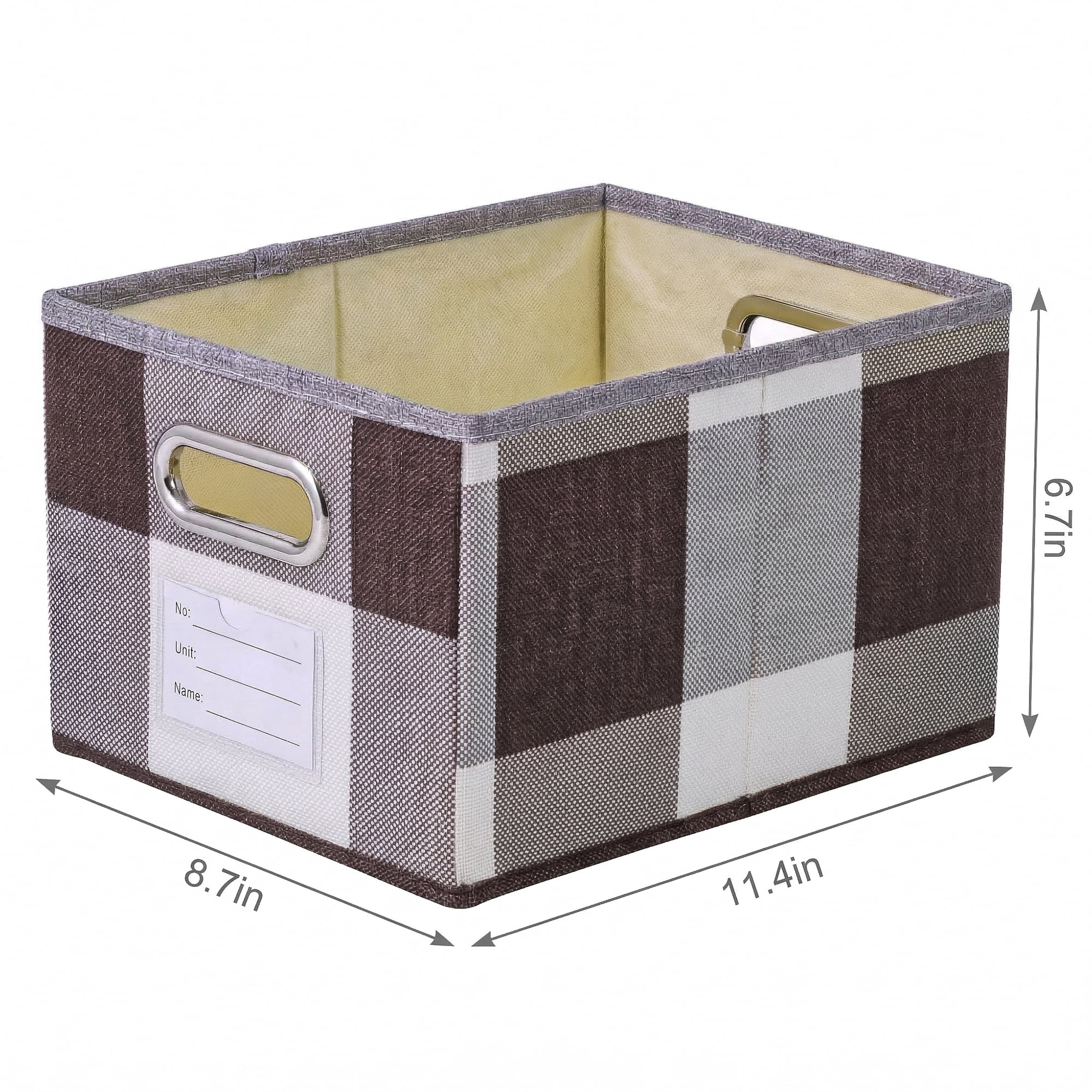 Unique Bargains Storage Bin with Handles for Shelves Closet Coffee 8.7" x 11.4" x 6.7"