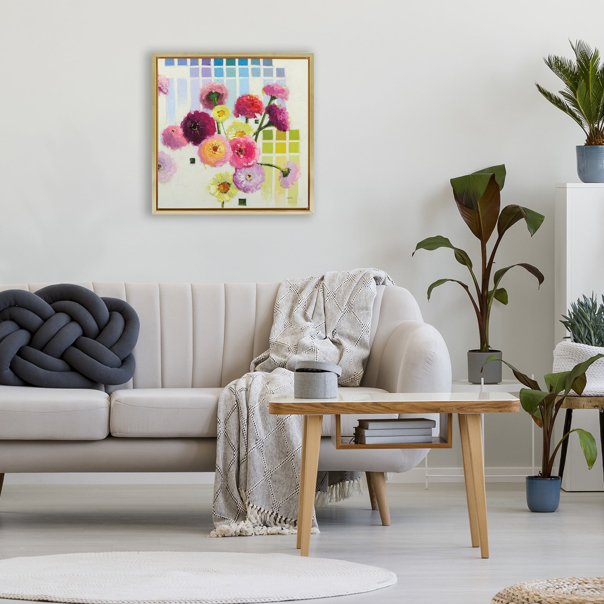 Stupell Industries Color Chart Pastel Bloom Study Gold Framed Floater Canvas Wall Art, design by Shirley Novak