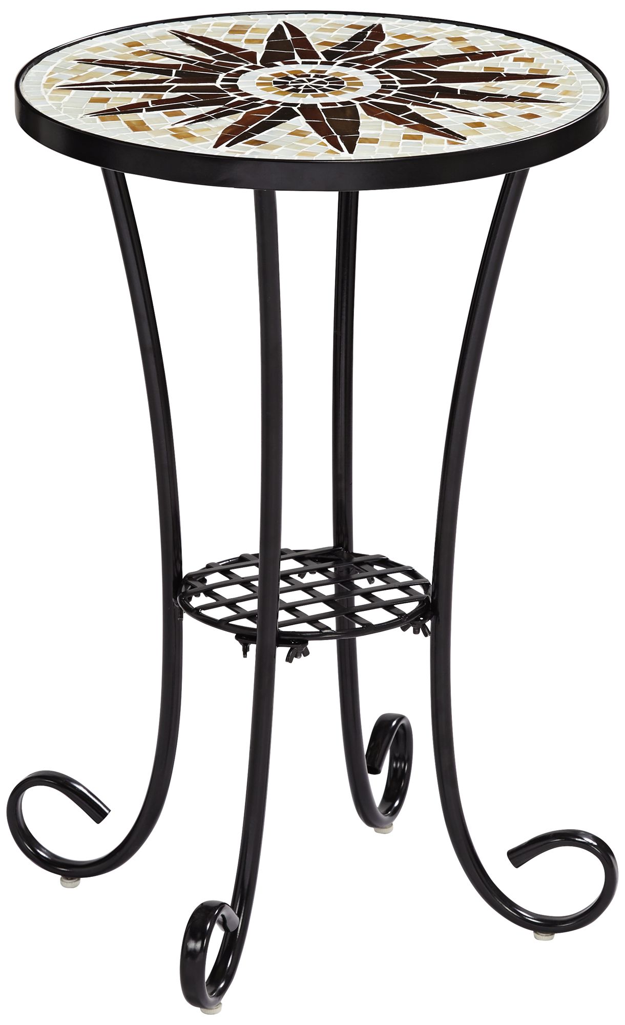 Teal Island Designs Sunburst Mosaic Black Outdoor Accent Table