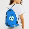 thumbnail image 6 of XMXT Unisex Drawstring Backpack for Women Men, Skeleton Moon Blue Illustration Waterproof Gym Bag String Bags for Shopping Sport Travel, m, 6 of 8