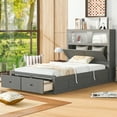 thumbnail image 2 of Euroco Wood Full Size Platform Bed with Lift up Storage and LED Headboard, 2 Drawers and USB Charging, Gray, 2 of 20
