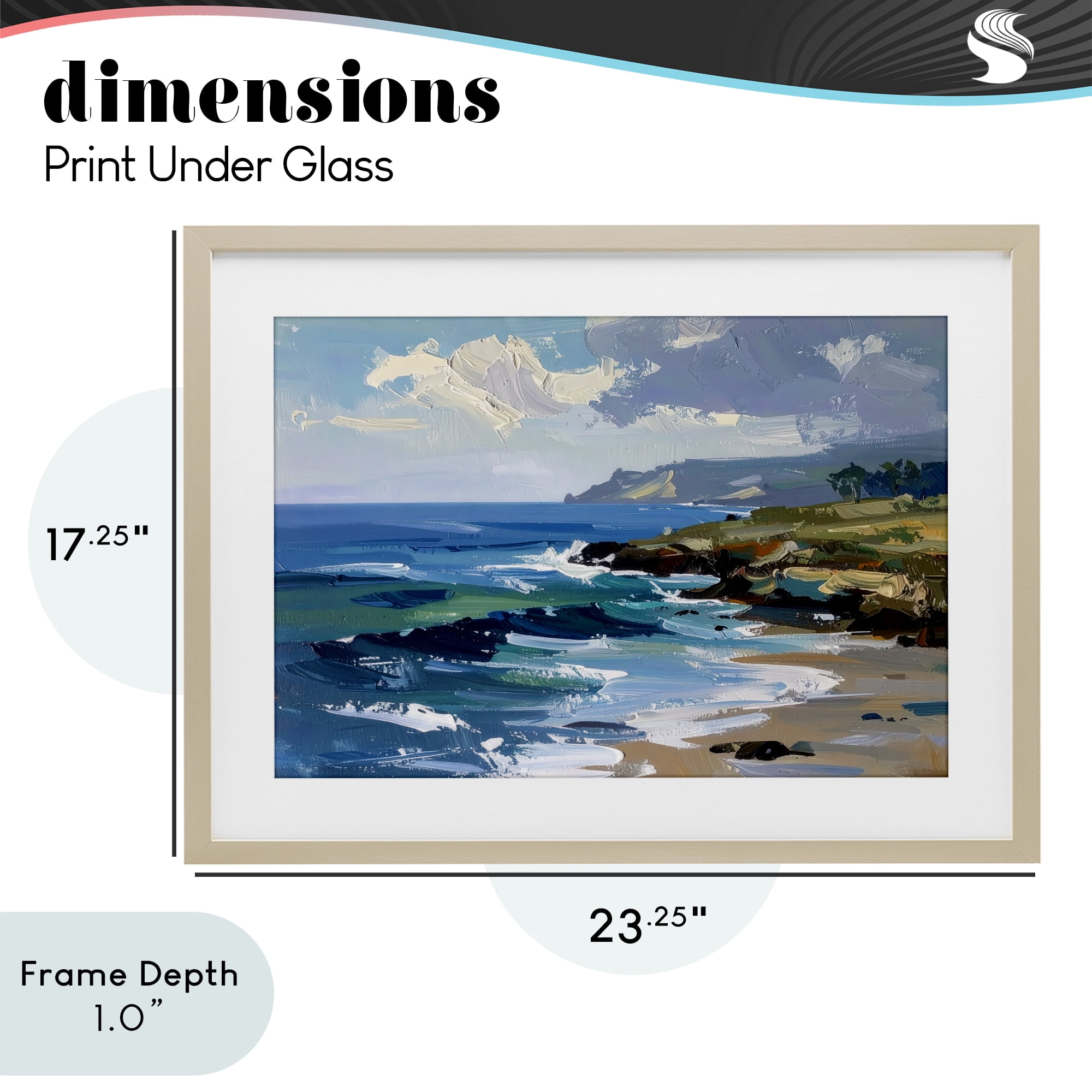 Stupell Industries Sky To Sea Impression Birch Framed Print Under Glass, design by Alonza Saunders